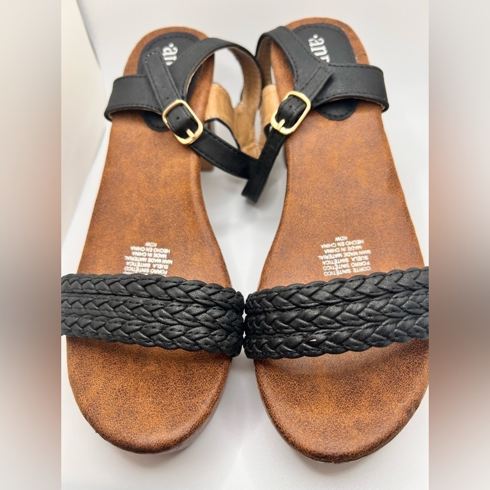 Black Braided Strap Sandals